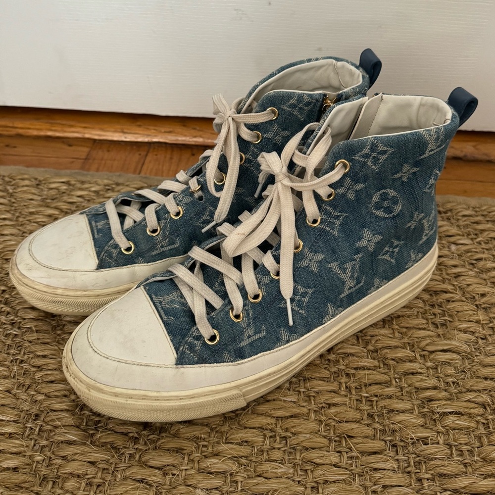 Louis Vuitton Denim Hightop Sneakers - size 38
